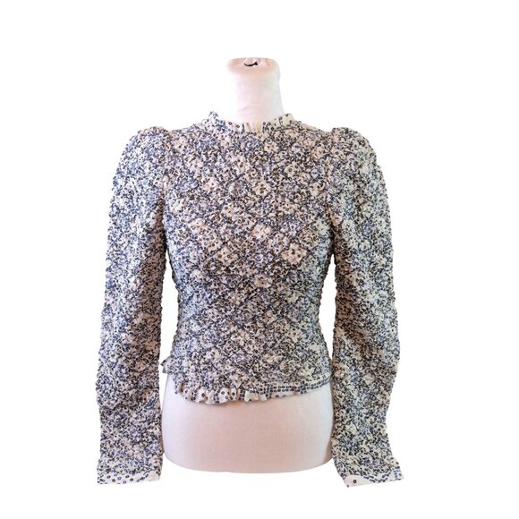 Alex of Bohemia Maisie Domino Smocked Top Size Small - Picture 1 of 6